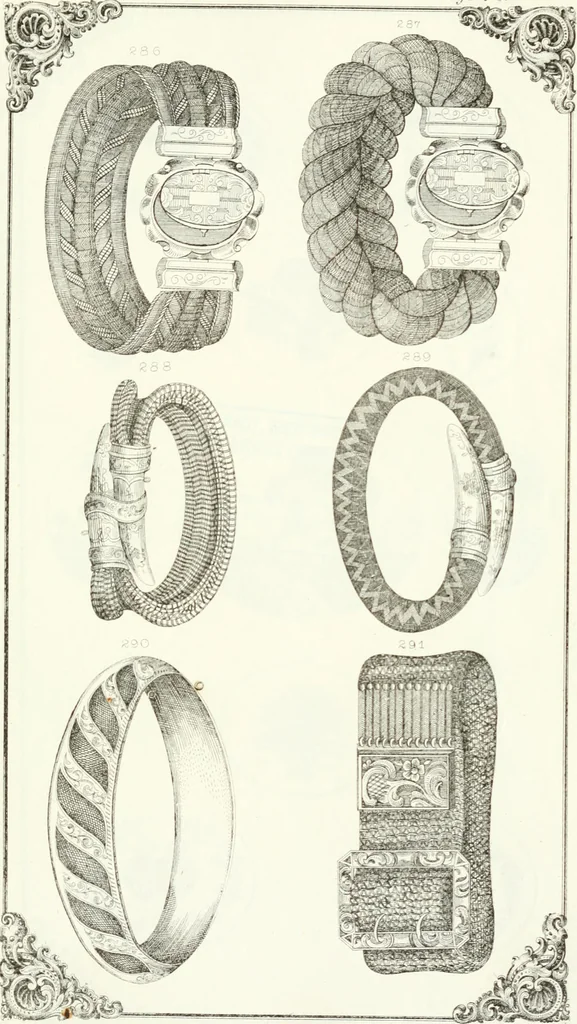 An illustration from Self-instructor in the art of hair work, dressing hair, making curls, switches, braids, and hair jewelry of every description, 1867, leaf 236