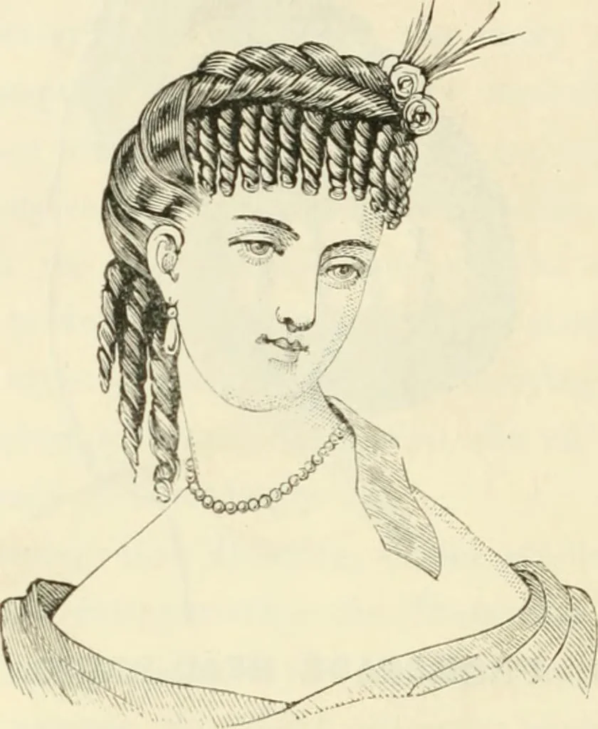 An illustration from Self-instructor in the art of hair work, dressing hair, making curls, switches, braids, and hair jewelry of every description, 1867, leaf 253