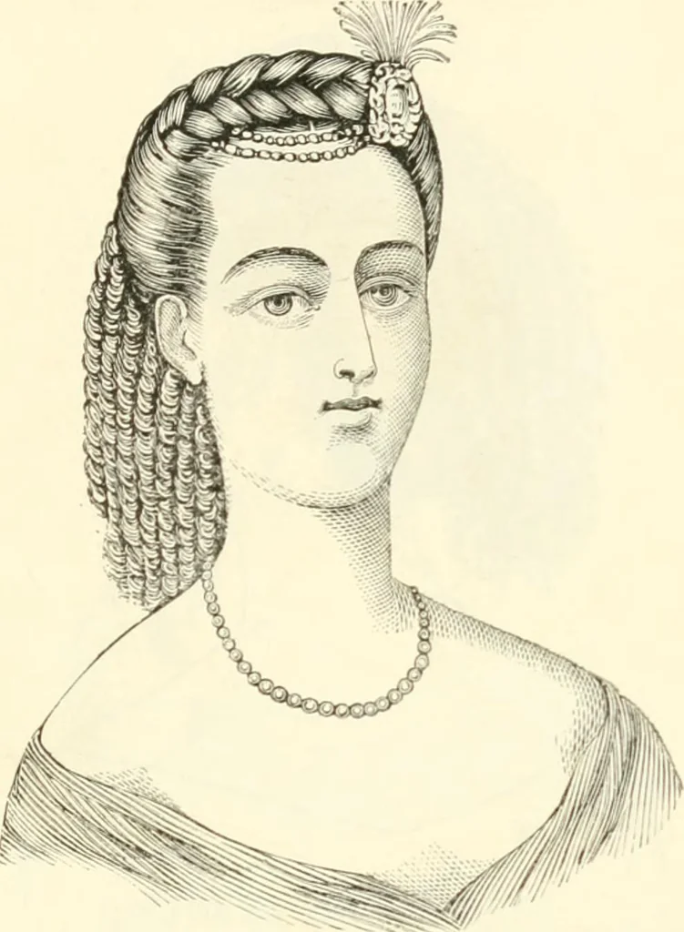 An illustration from Self-instructor in the art of hair work, dressing hair, making curls, switches, braids, and hair jewelry of every description, 1867, leaf 254