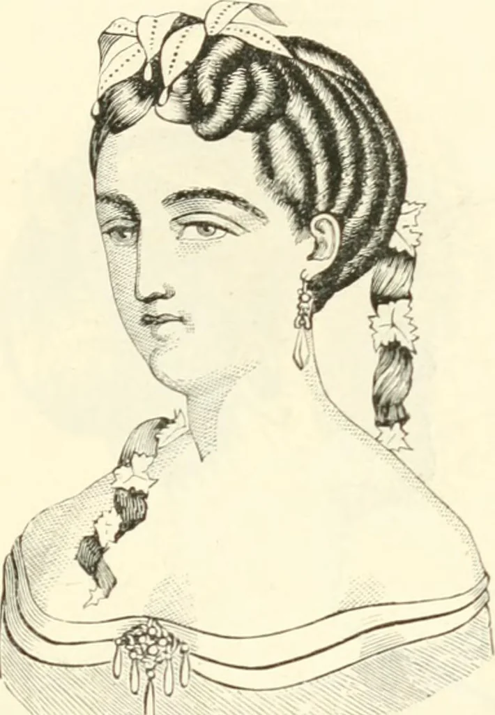 An illustration from Self-instructor in the art of hair work, dressing hair, making curls, switches, braids, and hair jewelry of every description, 1867, leaf 256