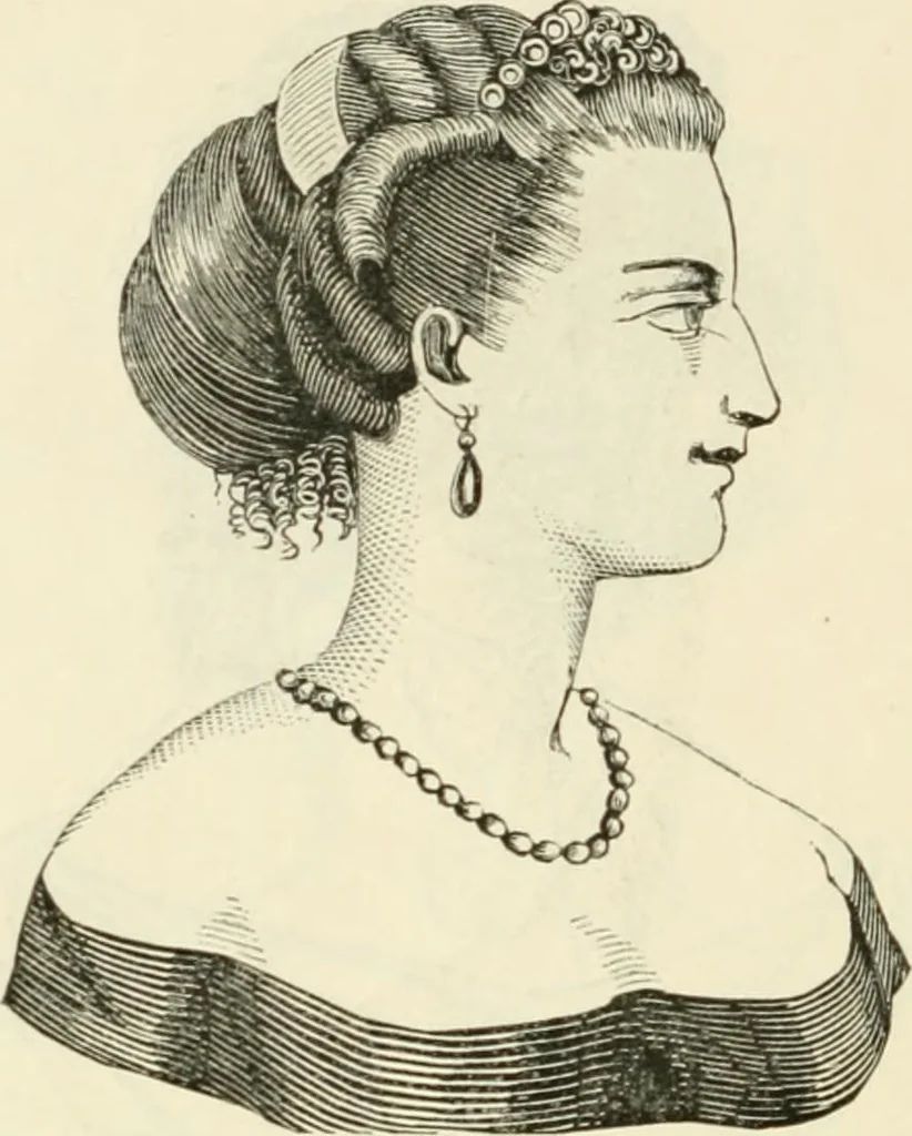 An illustration from Self-instructor in the art of hair work, dressing hair, making curls, switches, braids, and hair jewelry of every description, 1867, leaf 259