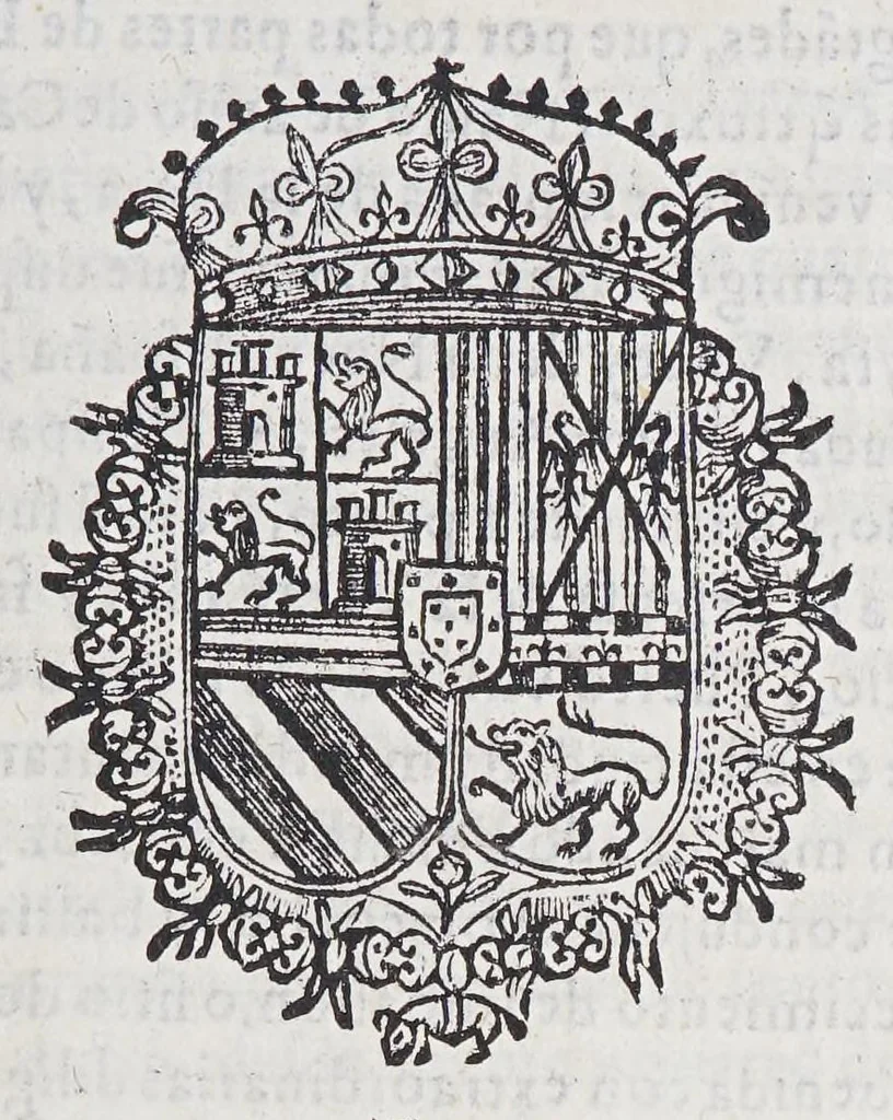 An illustration from Senor. Con Orden, que he tenido del marques de Cadereyta, virrey desta Nueua España, para hazer esta relacion a V. Magestad del mas feliz sucesso, que en muchos siglos ha dado Dios nuestro Señor a esta monarquia, en la detencion de la flota deste reyno, para no solo saluarse ella del peligro inebitable, que con tanta preuencion la esperaua, 1638, leaf 5