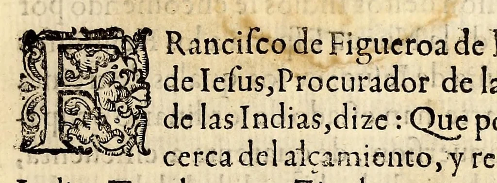An illustration from Señor. Francisco de Figueroa de la compañia de Iesus, procurador de las Prouincias de las Indias, dize: Que por quanto acerca del alçamiento, y rebelion de los Indios Tepehuanes, Zinaloas, y otras naciones, que sucedio por fin del año de mil y seiscientos y deziseis, se hã esparcidovarias relaciones, mezclan dose en ellas algunas cosas que causan confusion ., 1617, leaf 5