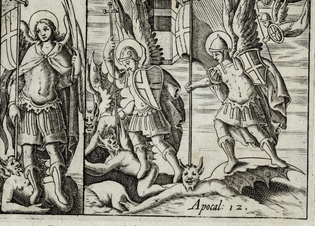An illustration from Septem principum angelorum : orationes cum antiquis imaginibus, 1555, leaf 21