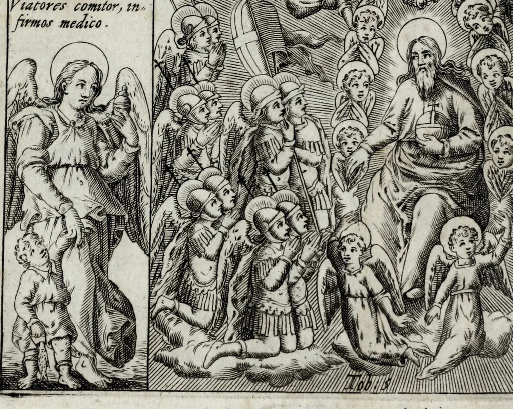 An illustration from Septem principum angelorum : orationes cum antiquis imaginibus, 1555, leaf 25