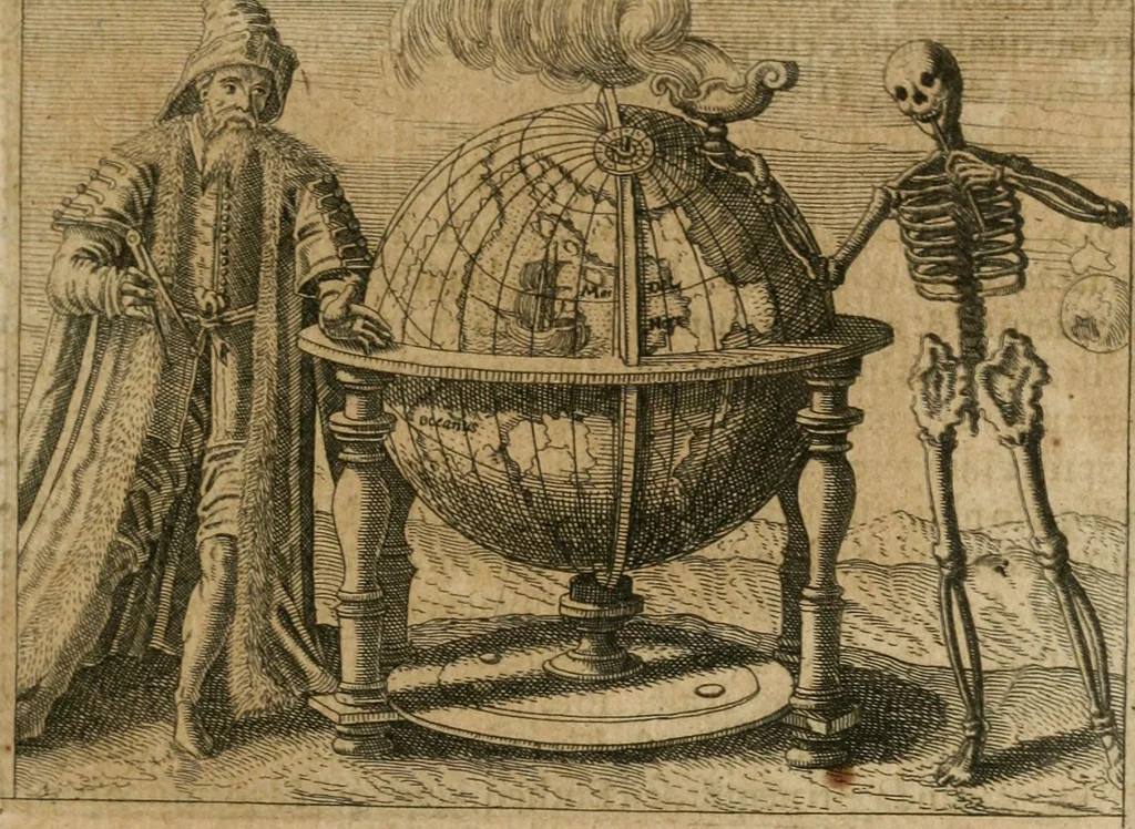 An illustration from Septimana philosophica : qua aenigmata avreola de omni natvrae genere a Salomone Israëlitarum sapientissimo rege, & Arabiae regina Saba, nec non Hyramo, Tyri principe, sibi inuicem in modum colloquii proponuntur & enodantur ..., 1620, leaf 242