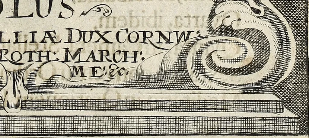 An illustration from Serenissimi et potentissimi principis Jacobi, Magnae Britanniae, Franciae, et Hiberniae, regis, fidei defensoris, Opera, 1689, leaf 10