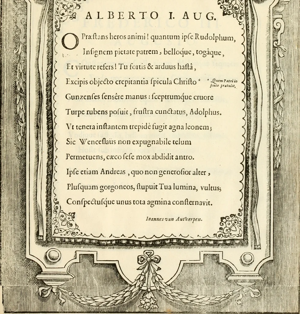 An illustration from Serenissimorum pientissimorumque principum austriacorum symbola et elogia, 1647, leaf 16