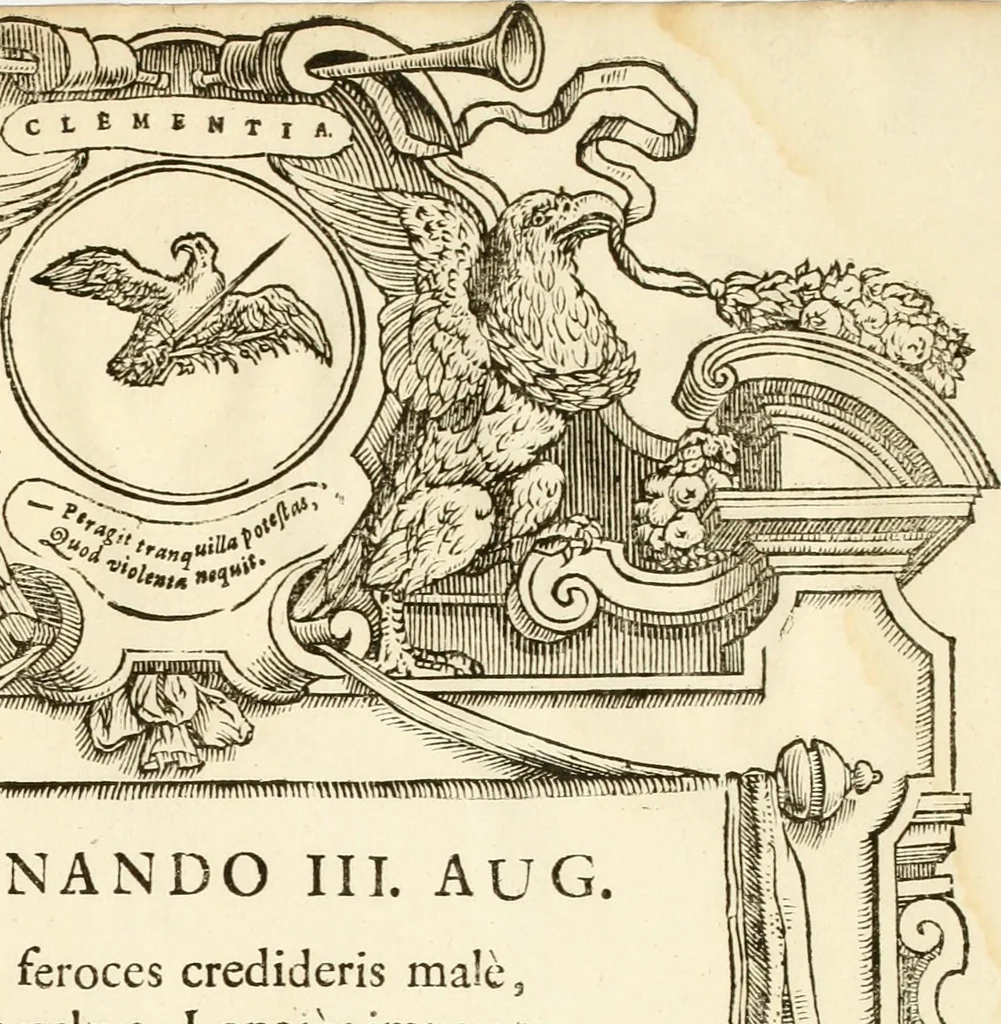 An illustration from Serenissimorum pientissimorumque principum austriacorum symbola et elogia, 1647, leaf 36