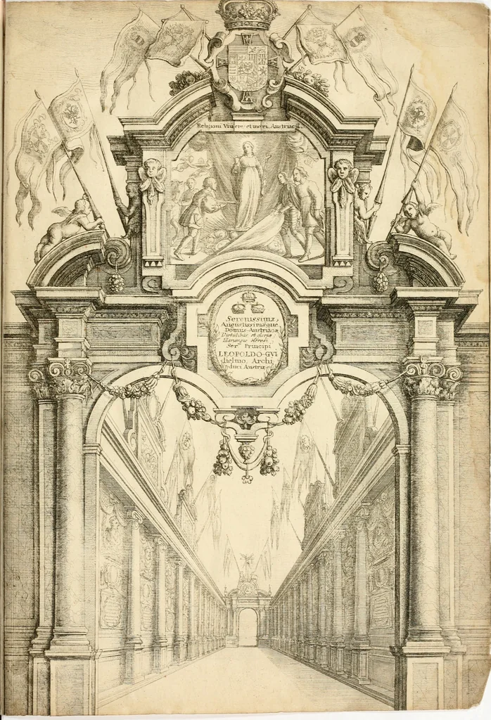 An illustration from Serenissimorum pientissimorumque principum austriacorum symbola et elogia, 1647, leaf 6