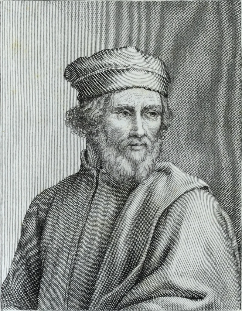 An illustration from Serie degli uomini i più illustri nella pittura, scultura, e architettura : con i loro elogi, e ritratti incisi in rame cominciando dalla sua prima restaurazione fino ai tempi presenti .., 1769, leaf 141