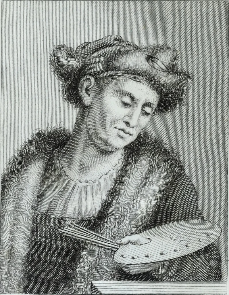 An illustration from Serie degli uomini i più illustri nella pittura, scultura, e architettura : con i loro elogi, e ritratti incisi in rame cominciando dalla sua prima restaurazione fino ai tempi presenti .., 1769, leaf 147