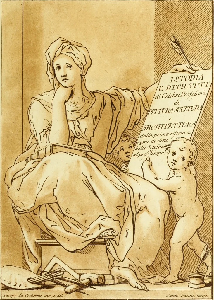 An illustration from Serie degli uomini i più illustri nella pittura, scultura, e architettura : con i loro elogi, e ritratti incisi in rame cominciando dalla sua prima restaurazione fino ai tempi presenti .., 1769, leaf 4