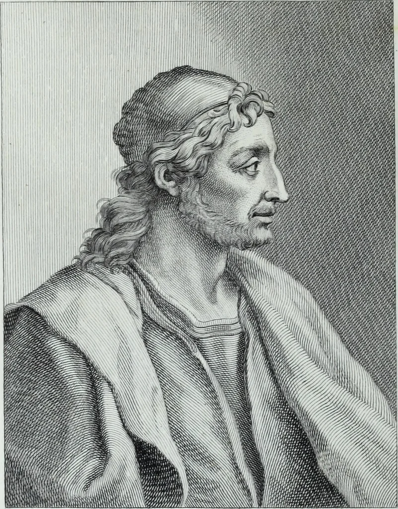 An illustration from Serie degli uomini i più illustri nella pittura, scultura, e architettura : con i loro elogi, e ritratti incisi in rame cominciando dalla sua prima restaurazione fino ai tempi presenti .., 1769, leaf 75