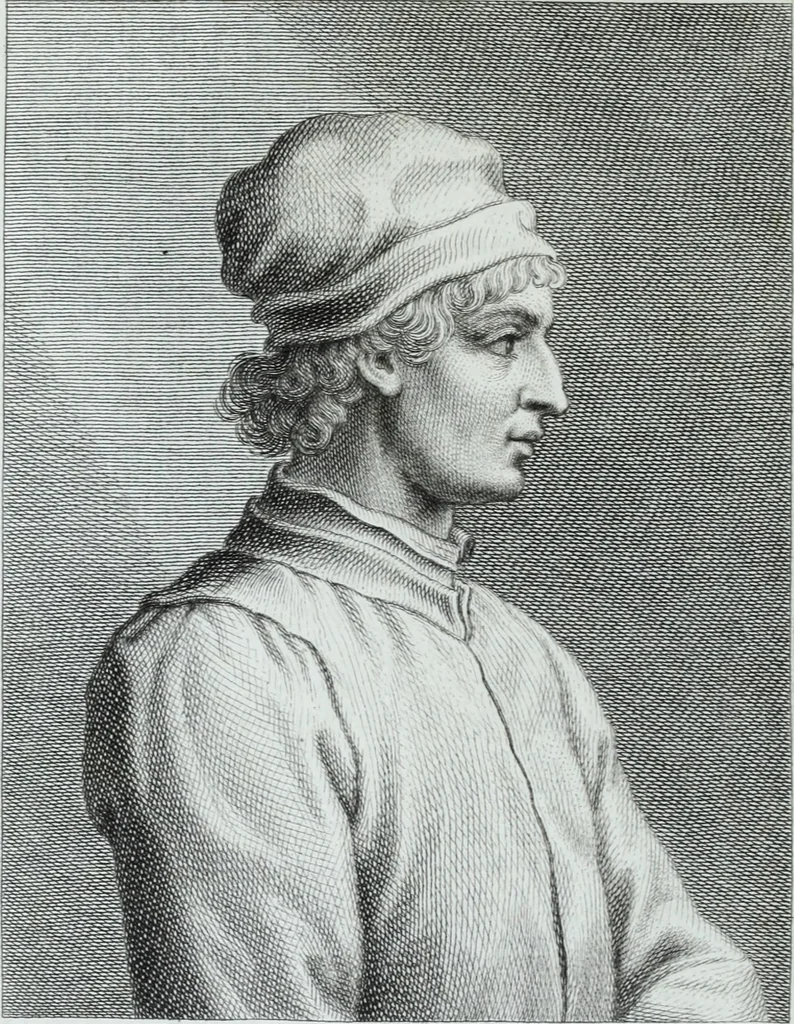 An illustration from Serie degli uomini i più illustri nella pittura, scultura, e architettura : con i loro elogi, e ritratti incisi in rame cominciando dalla sua prima restaurazione fino ai tempi presenti .., 1769, leaf 105