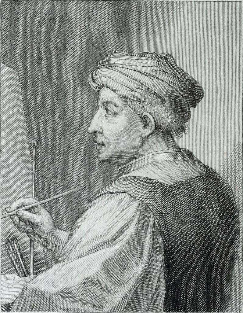 An illustration from Serie degli uomini i più illustri nella pittura, scultura, e architettura : con i loro elogi, e ritratti incisi in rame cominciando dalla sua prima restaurazione fino ai tempi presenti .., 1769, leaf 37
