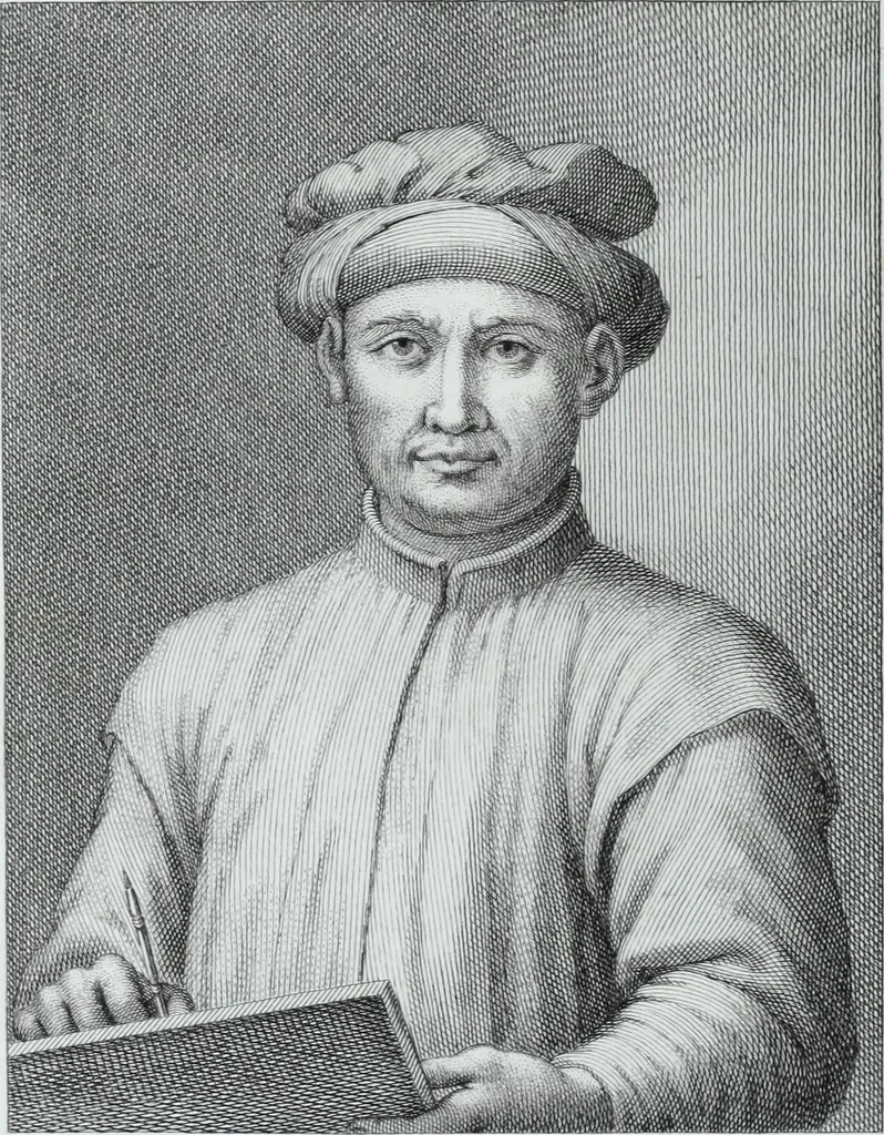An illustration from Serie degli uomini i più illustri nella pittura, scultura, e architettura : con i loro elogi, e ritratti incisi in rame cominciando dalla sua prima restaurazione fino ai tempi presenti .., 1769, leaf 59