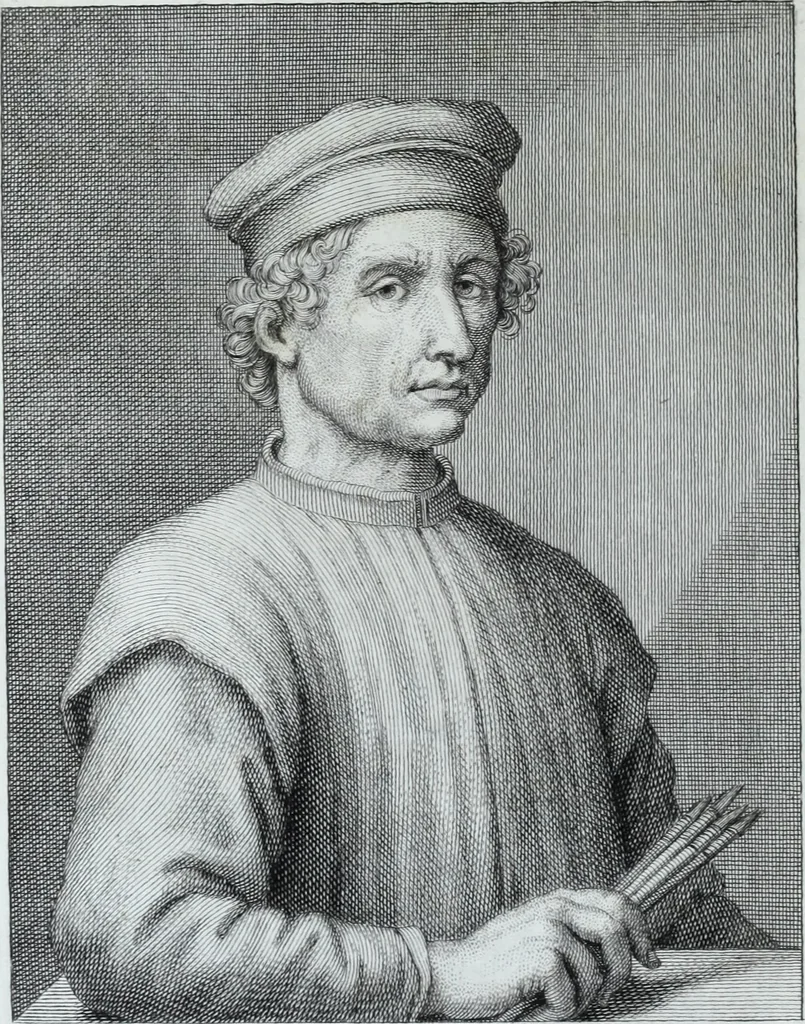 An illustration from Serie degli uomini i più illustri nella pittura, scultura, e architettura : con i loro elogi, e ritratti incisi in rame cominciando dalla sua prima restaurazione fino ai tempi presenti .., 1769, leaf 65