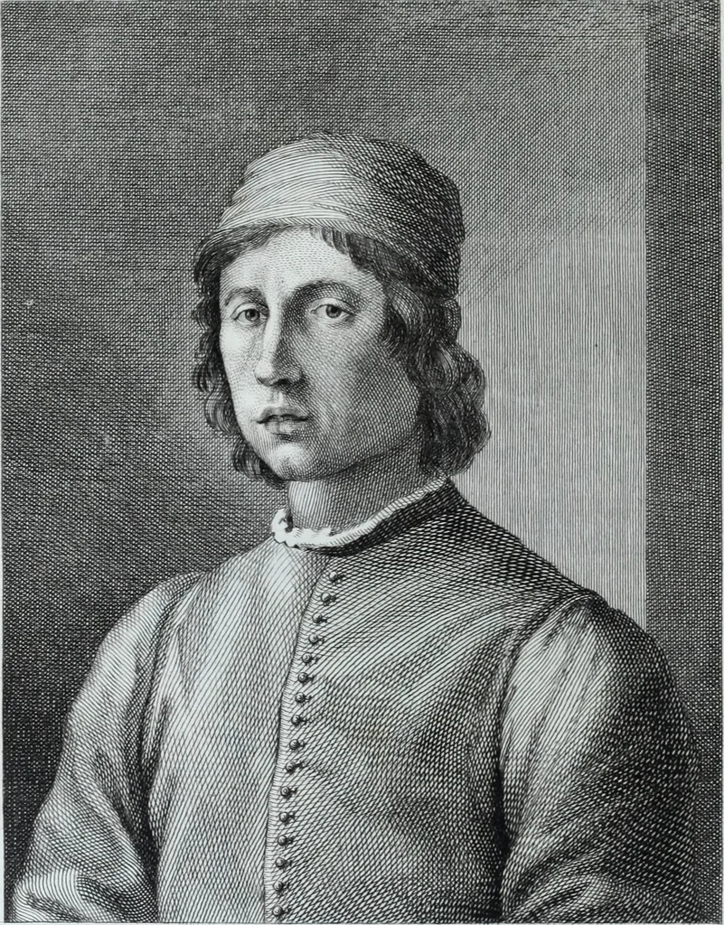 An illustration from Serie degli uomini i più illustri nella pittura, scultura, e architettura : con i loro elogi, e ritratti incisi in rame cominciando dalla sua prima restaurazione fino ai tempi presenti .., 1769, leaf 77