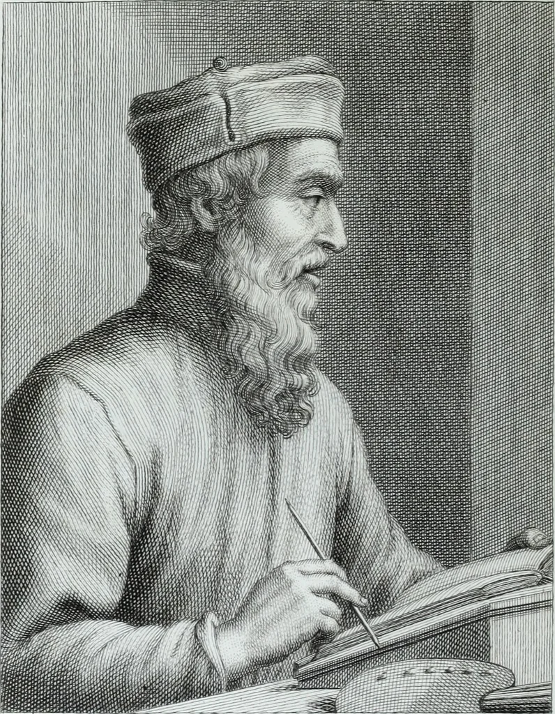 An illustration from Serie degli uomini i più illustri nella pittura, scultura, e architettura : con i loro elogi, e ritratti incisi in rame cominciando dalla sua prima restaurazione fino ai tempi presenti .., 1769, leaf 101