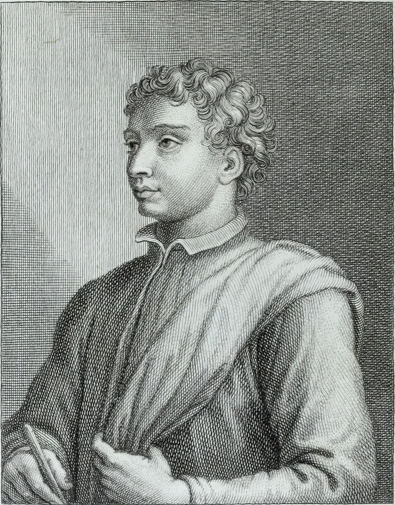 An illustration from Serie degli uomini i più illustri nella pittura, scultura, e architettura : con i loro elogi, e ritratti incisi in rame cominciando dalla sua prima restaurazione fino ai tempi presenti .., 1769, leaf 149