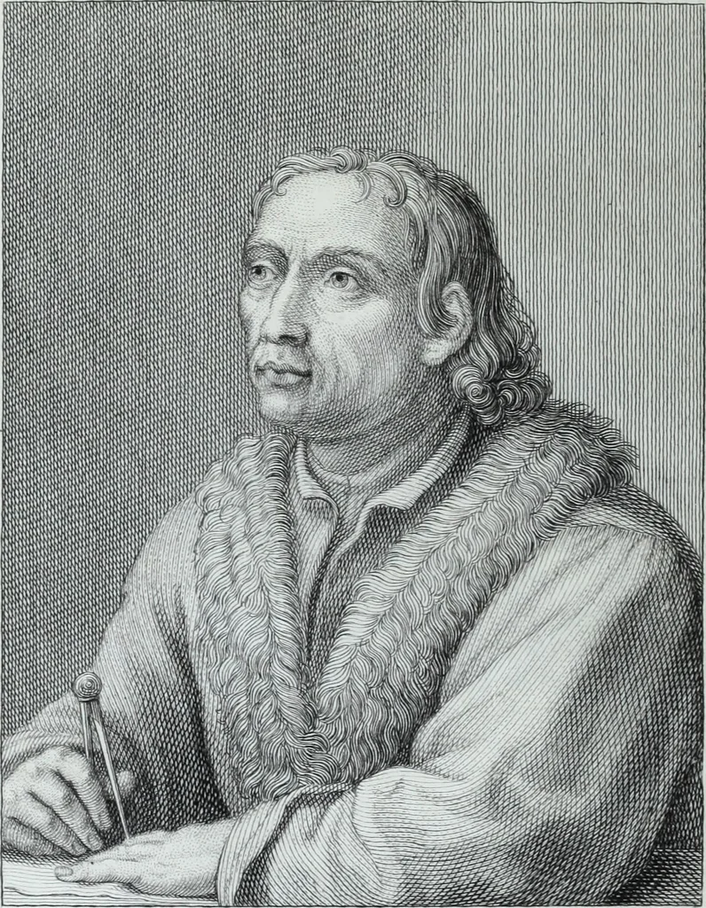 An illustration from Serie degli uomini i più illustri nella pittura, scultura, e architettura : con i loro elogi, e ritratti incisi in rame cominciando dalla sua prima restaurazione fino ai tempi presenti .., 1769, leaf 161