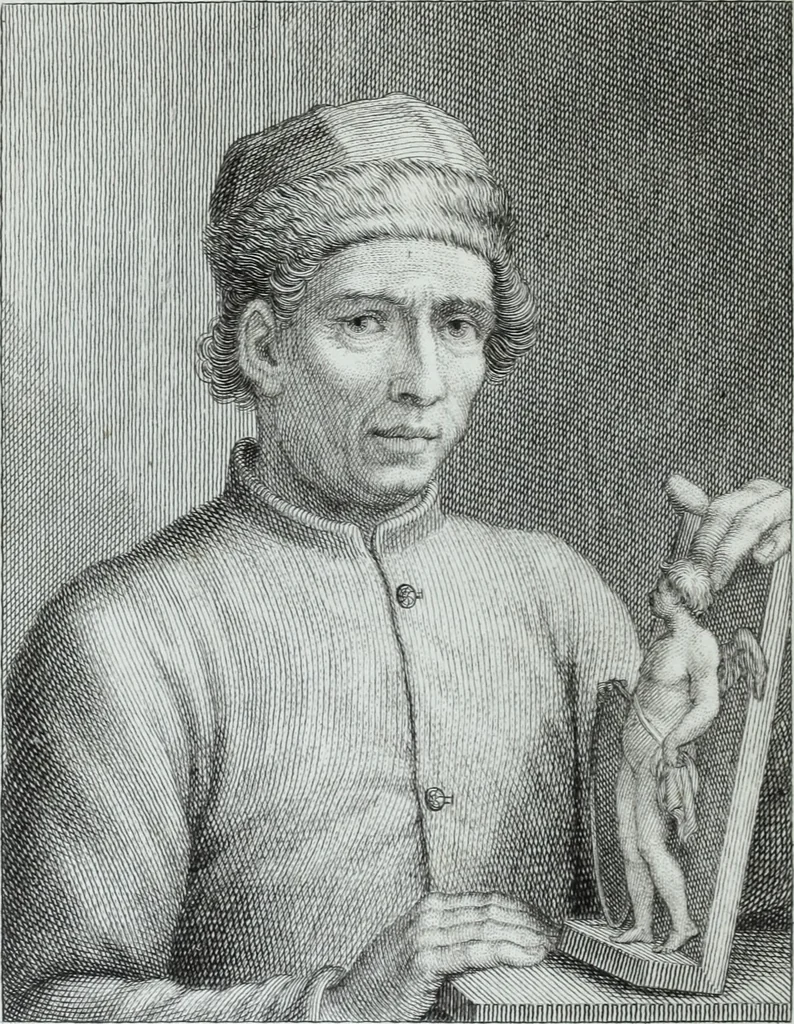 An illustration from Serie degli uomini i più illustri nella pittura, scultura, e architettura : con i loro elogi, e ritratti incisi in rame cominciando dalla sua prima restaurazione fino ai tempi presenti .., 1769, leaf 173
