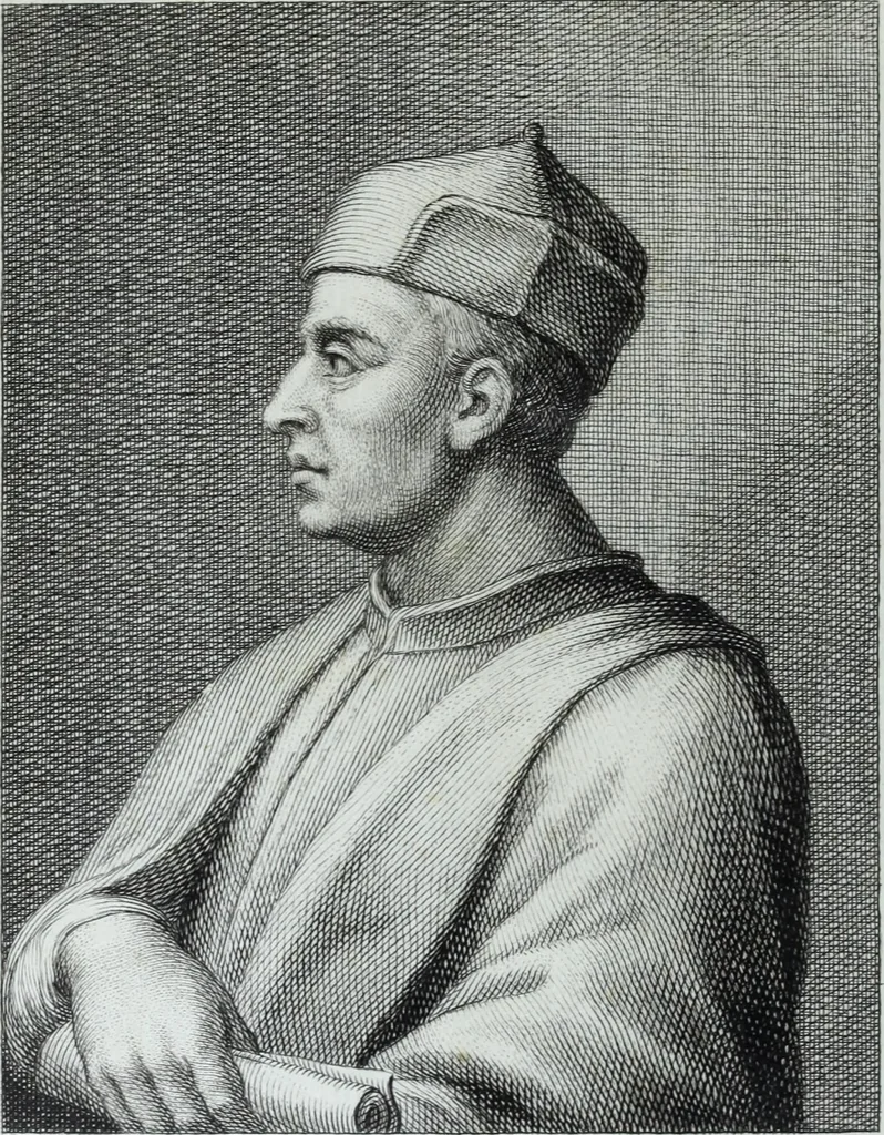 An illustration from Serie degli uomini i più illustri nella pittura, scultura, e architettura : con i loro elogi, e ritratti incisi in rame cominciando dalla sua prima restaurazione fino ai tempi presenti .., 1769, leaf 19