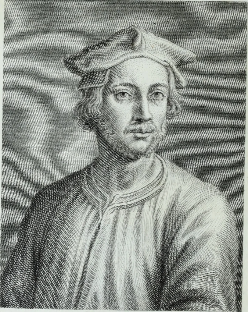 An illustration from Serie degli uomini i più illustri nella pittura, scultura, e architettura : con i loro elogi, e ritratti incisi in rame cominciando dalla sua prima restaurazione fino ai tempi presenti .., 1769, leaf 213