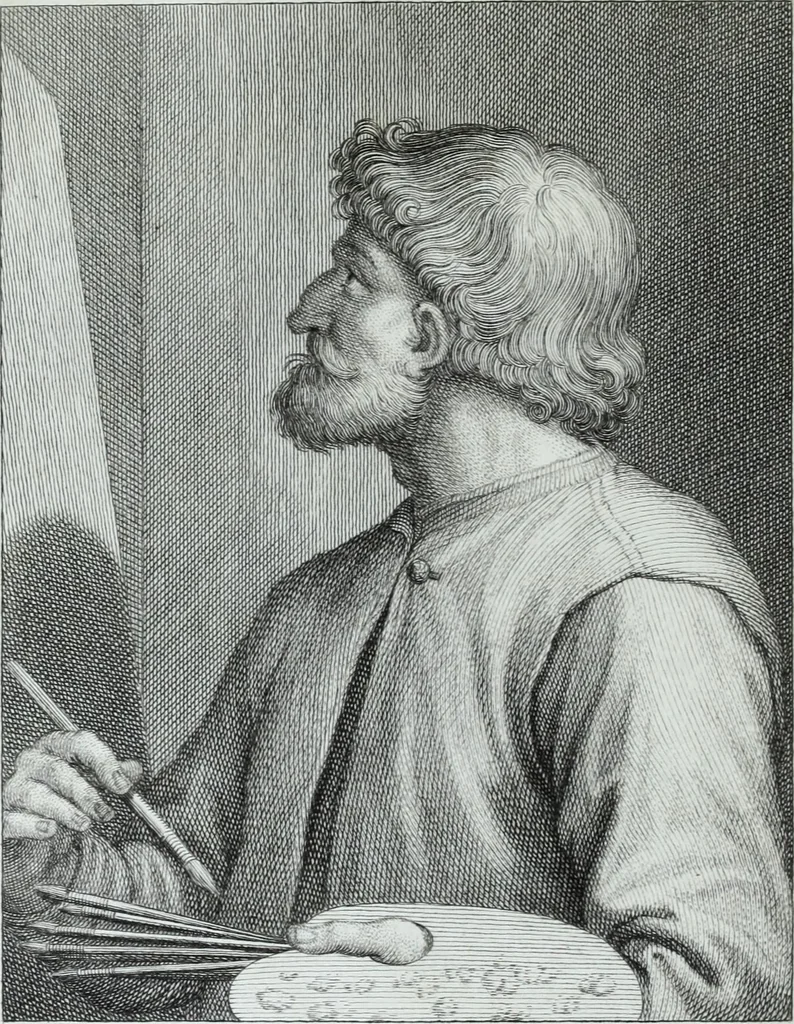 An illustration from Serie degli uomini i più illustri nella pittura, scultura, e architettura : con i loro elogi, e ritratti incisi in rame cominciando dalla sua prima restaurazione fino ai tempi presenti .., 1769, leaf 219