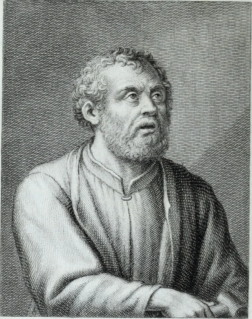 An illustration from Serie degli uomini i più illustri nella pittura, scultura, e architettura : con i loro elogi, e ritratti incisi in rame cominciando dalla sua prima restaurazione fino ai tempi presenti .., 1769, leaf 27