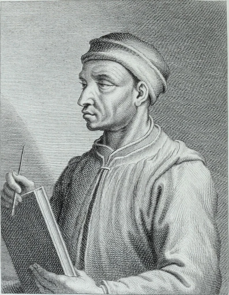 An illustration from Serie degli uomini i più illustri nella pittura, scultura, e architettura : con i loro elogi, e ritratti incisi in rame cominciando dalla sua prima restaurazione fino ai tempi presenti .., 1769, leaf 33