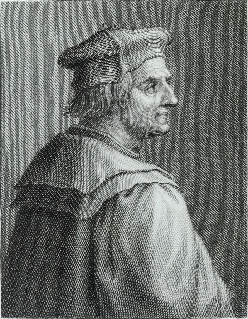 An illustration from Serie degli uomini i più illustri nella pittura, scultura, e architettura : con i loro elogi, e ritratti incisi in rame cominciando dalla sua prima restaurazione fino ai tempi presenti .., 1769, leaf 83