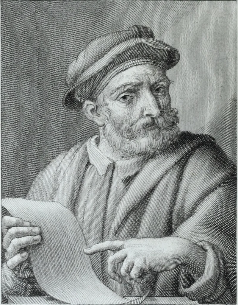 An illustration from Serie degli uomini i più illustri nella pittura, scultura, e architettura : con i loro elogi, e ritratti incisi in rame cominciando dalla sua prima restaurazione fino ai tempi presenti .., 1769, leaf 119