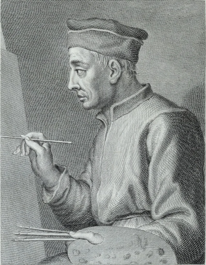 An illustration from Serie degli uomini i più illustri nella pittura, scultura, e architettura : con i loro elogi, e ritratti incisi in rame cominciando dalla sua prima restaurazione fino ai tempi presenti .., 1769, leaf 211