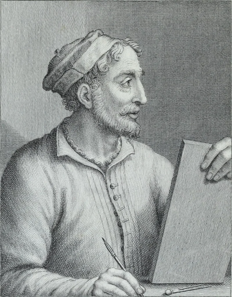 An illustration from Serie degli uomini i più illustri nella pittura, scultura, e architettura : con i loro elogi, e ritratti incisi in rame cominciando dalla sua prima restaurazione fino ai tempi presenti .., 1769, leaf 219