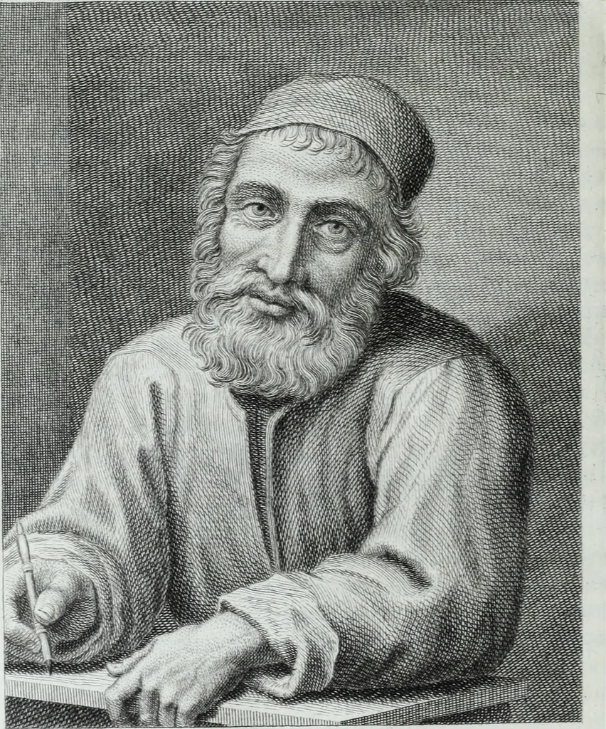 An illustration from Serie degli uomini i più illustri nella pittura, scultura, e architettura : con i loro elogi, e ritratti incisi in rame cominciando dalla sua prima restaurazione fino ai tempi presenti .., 1769, leaf 243