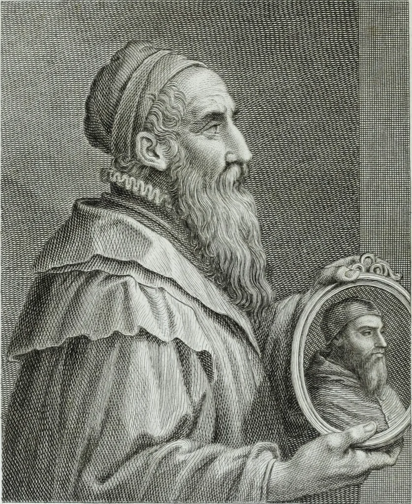 An illustration from Serie degli uomini i più illustri nella pittura, scultura, e architettura : con i loro elogi, e ritratti incisi in rame cominciando dalla sua prima restaurazione fino ai tempi presenti .., 1769, leaf 121