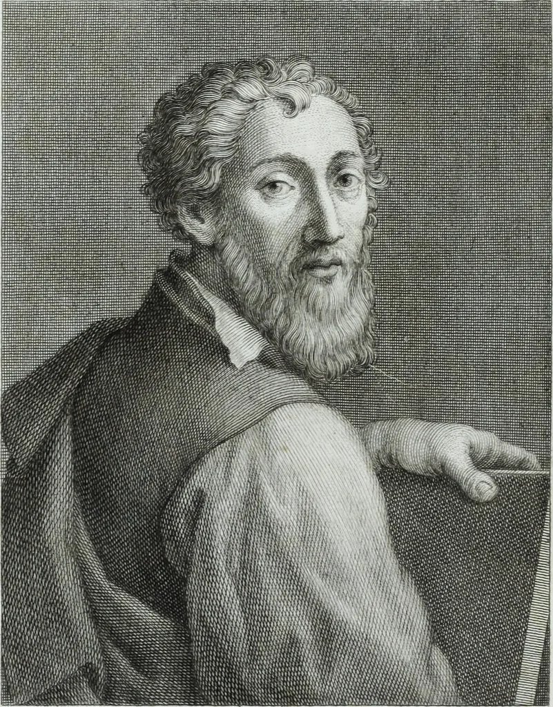 An illustration from Serie degli uomini i più illustri nella pittura, scultura, e architettura : con i loro elogi, e ritratti incisi in rame cominciando dalla sua prima restaurazione fino ai tempi presenti .., 1769, leaf 167