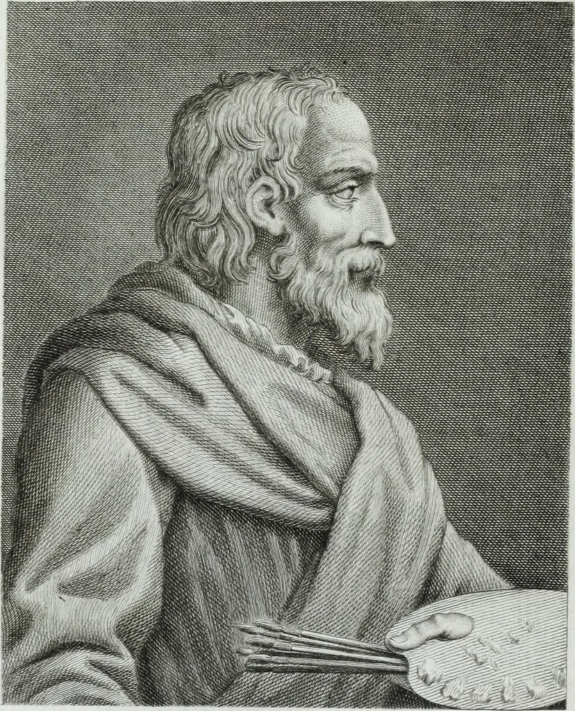 An illustration from Serie degli uomini i più illustri nella pittura, scultura, e architettura : con i loro elogi, e ritratti incisi in rame cominciando dalla sua prima restaurazione fino ai tempi presenti .., 1769, leaf 189