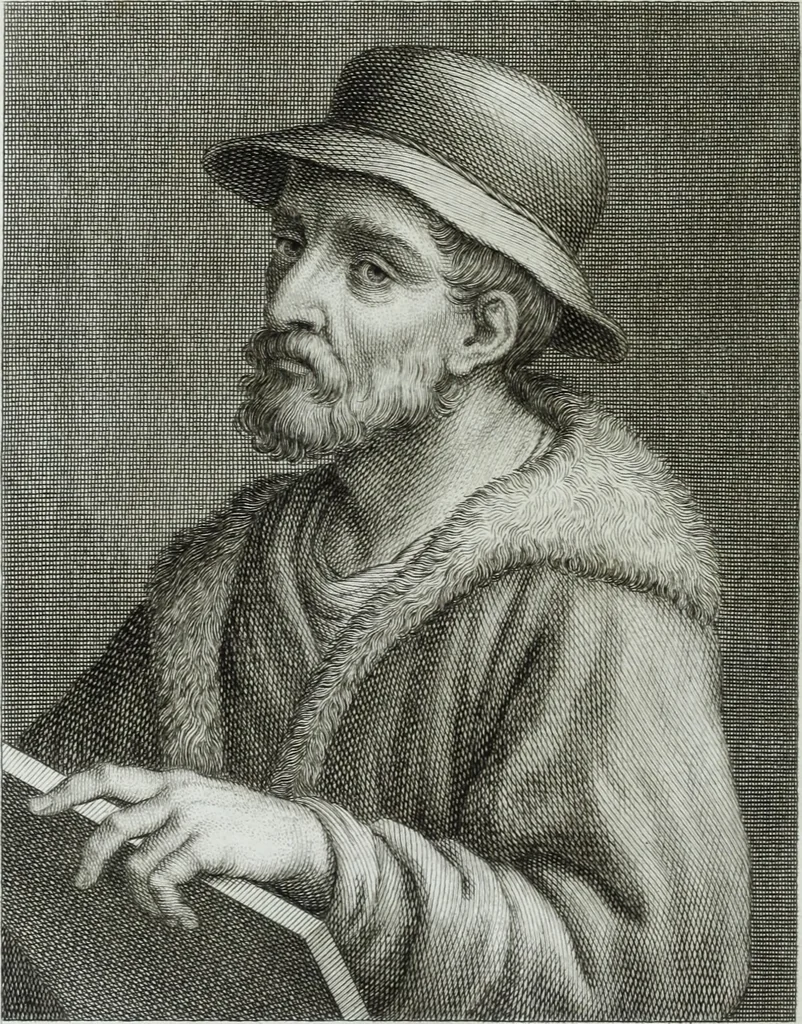 An illustration from Serie degli uomini i più illustri nella pittura, scultura, e architettura : con i loro elogi, e ritratti incisi in rame cominciando dalla sua prima restaurazione fino ai tempi presenti .., 1769, leaf 251