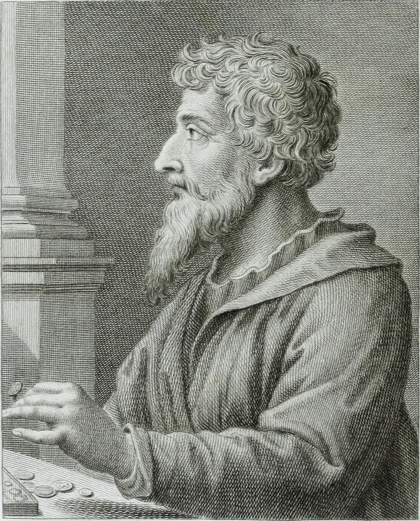 An illustration from Serie degli uomini i più illustri nella pittura, scultura, e architettura : con i loro elogi, e ritratti incisi in rame cominciando dalla sua prima restaurazione fino ai tempi presenti .., 1769, leaf 41