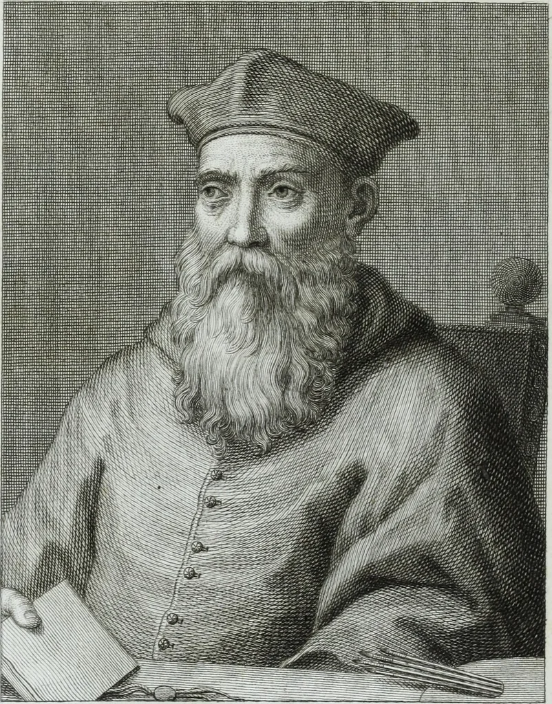 An illustration from Serie degli uomini i più illustri nella pittura, scultura, e architettura : con i loro elogi, e ritratti incisi in rame cominciando dalla sua prima restaurazione fino ai tempi presenti .., 1769, leaf 63