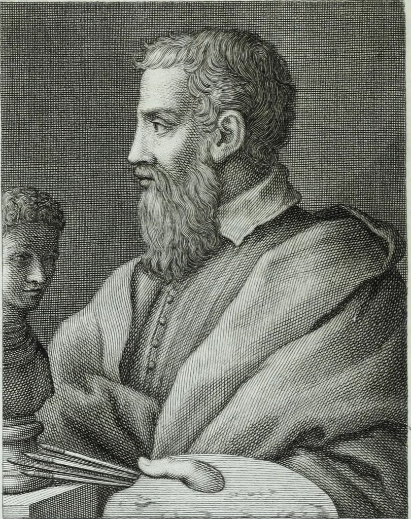 An illustration from Serie degli uomini i più illustri nella pittura, scultura, e architettura : con i loro elogi, e ritratti incisi in rame cominciando dalla sua prima restaurazione fino ai tempi presenti .., 1769, leaf 145
