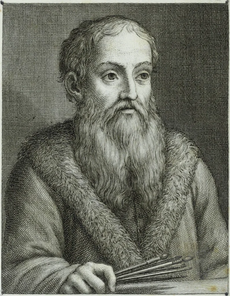 An illustration from Serie degli uomini i più illustri nella pittura, scultura, e architettura : con i loro elogi, e ritratti incisi in rame cominciando dalla sua prima restaurazione fino ai tempi presenti .., 1769, leaf 157