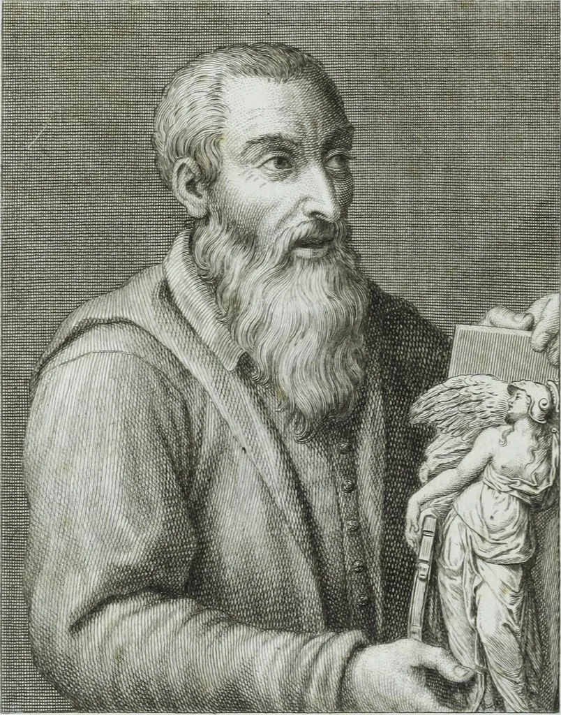 An illustration from Serie degli uomini i più illustri nella pittura, scultura, e architettura : con i loro elogi, e ritratti incisi in rame cominciando dalla sua prima restaurazione fino ai tempi presenti .., 1769, leaf 17
