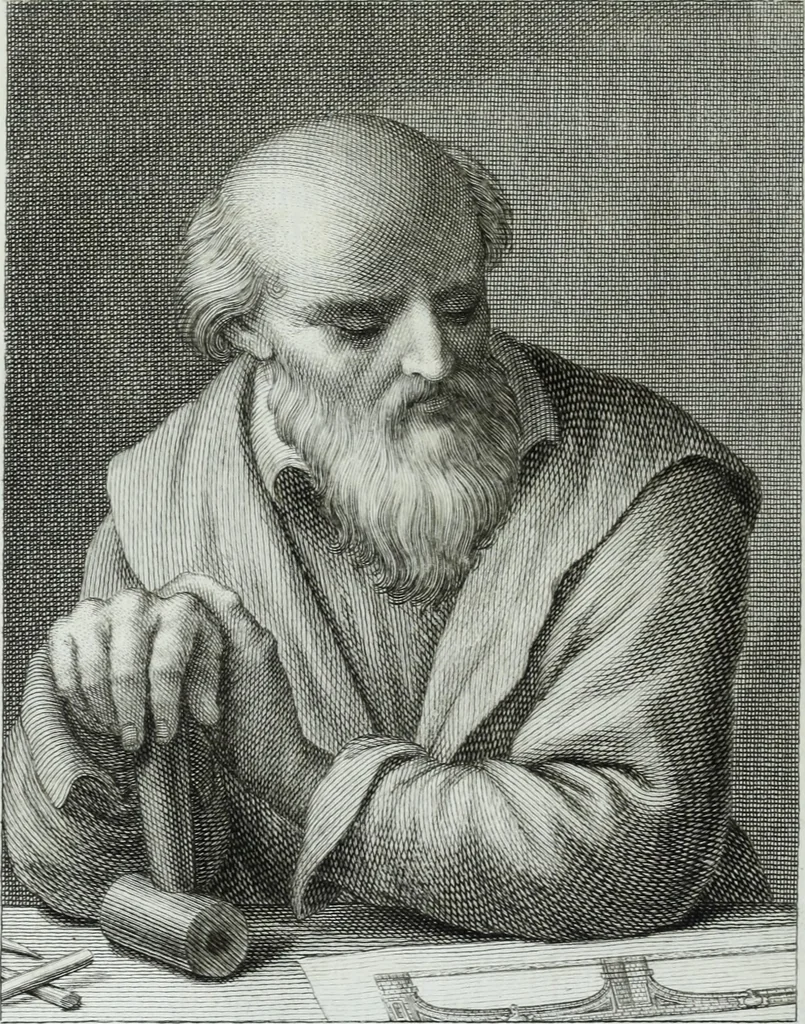 An illustration from Serie degli uomini i più illustri nella pittura, scultura, e architettura : con i loro elogi, e ritratti incisi in rame cominciando dalla sua prima restaurazione fino ai tempi presenti .., 1769, leaf 207