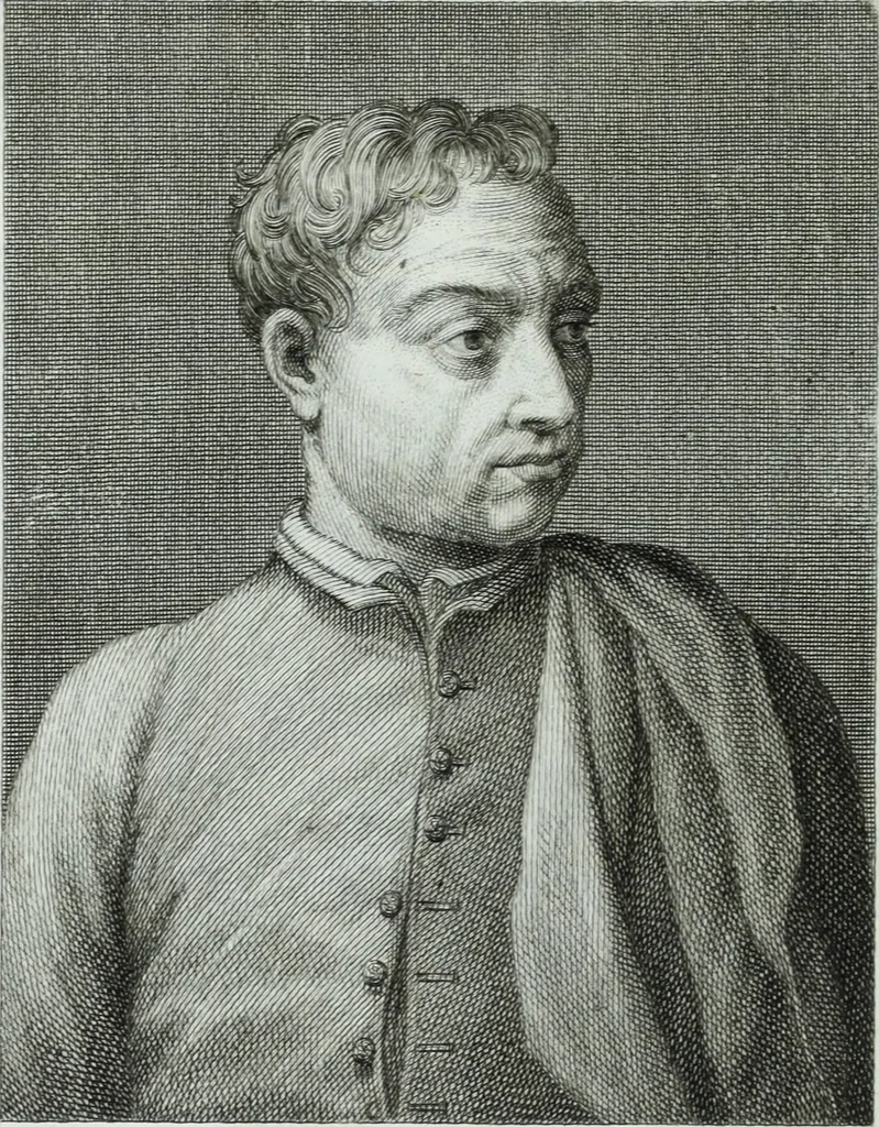 An illustration from Serie degli uomini i più illustri nella pittura, scultura, e architettura : con i loro elogi, e ritratti incisi in rame cominciando dalla sua prima restaurazione fino ai tempi presenti .., 1769, leaf 99