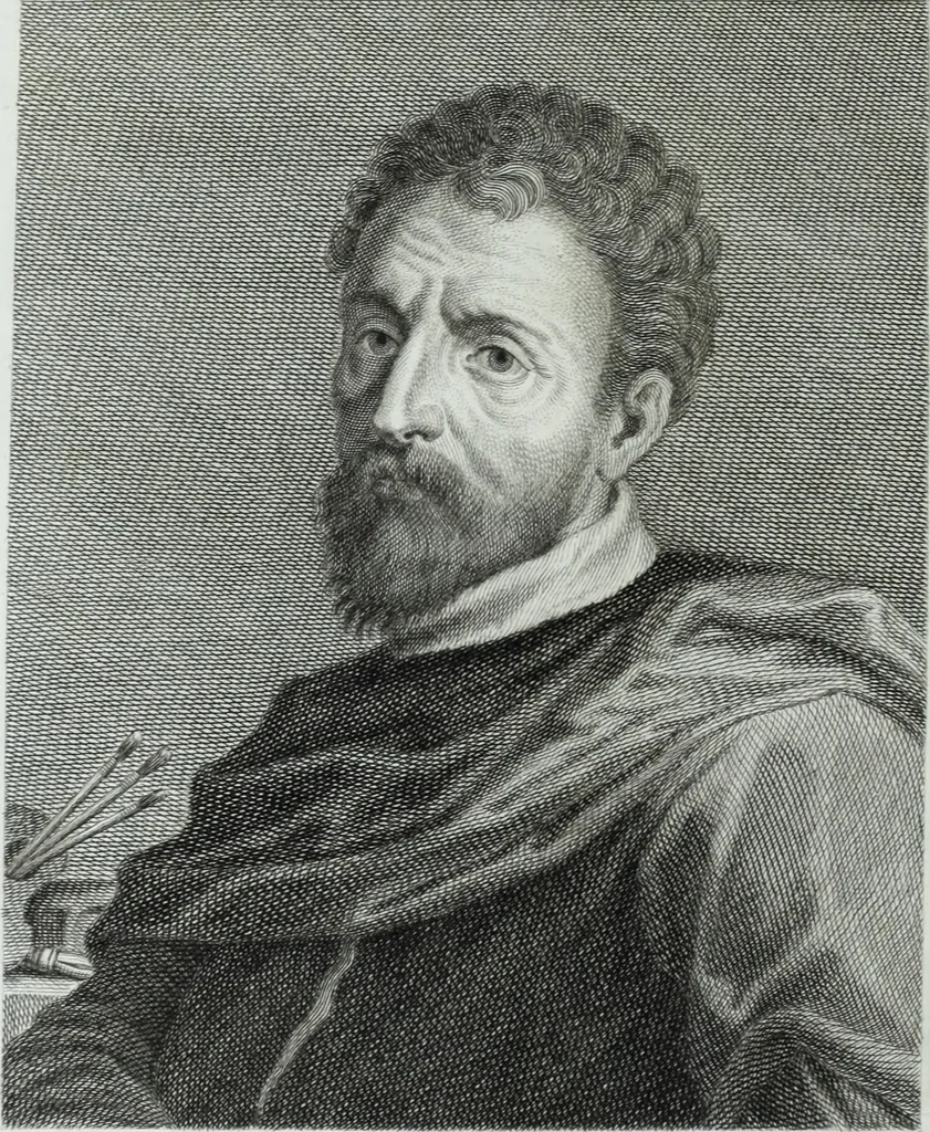An illustration from Serie degli uomini i più illustri nella pittura, scultura, e architettura : con i loro elogi, e ritratti incisi in rame cominciando dalla sua prima restaurazione fino ai tempi presenti .., 1769, leaf 25
