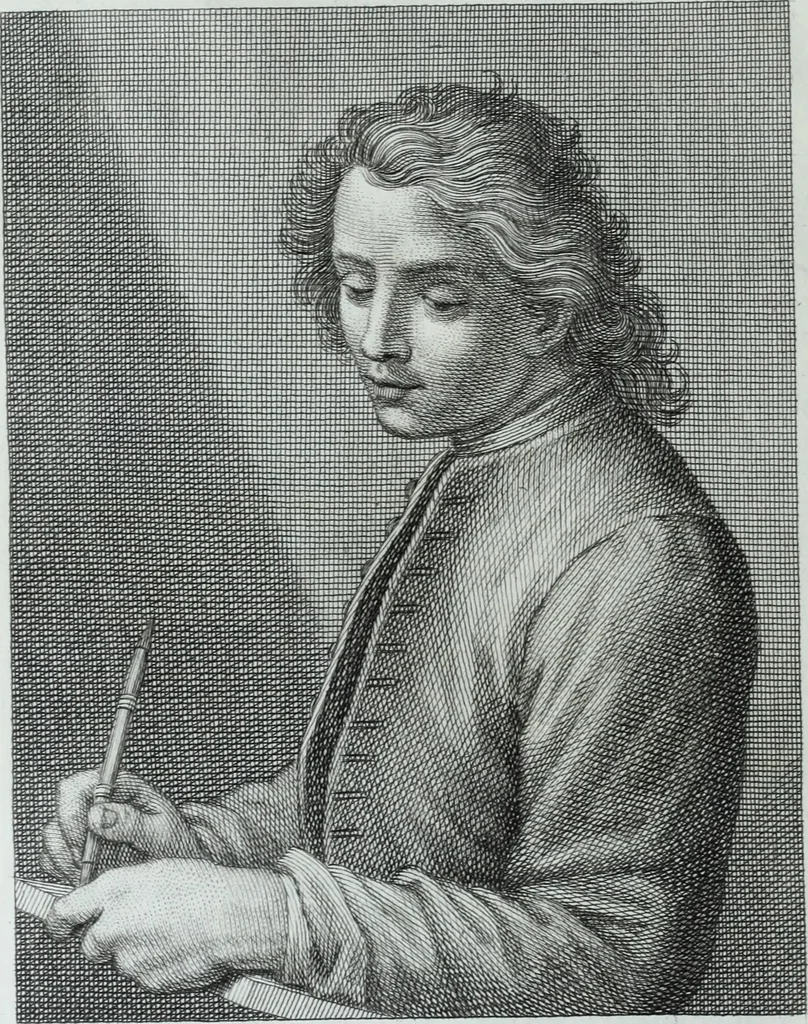 An illustration from Serie degli uomini i più illustri nella pittura, scultura, e architettura : con i loro elogi, e ritratti incisi in rame cominciando dalla sua prima restaurazione fino ai tempi presenti .., 1769, leaf 159